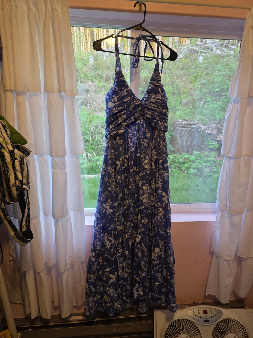JessaKae Navy and White Floral Halter Maxi Dress
